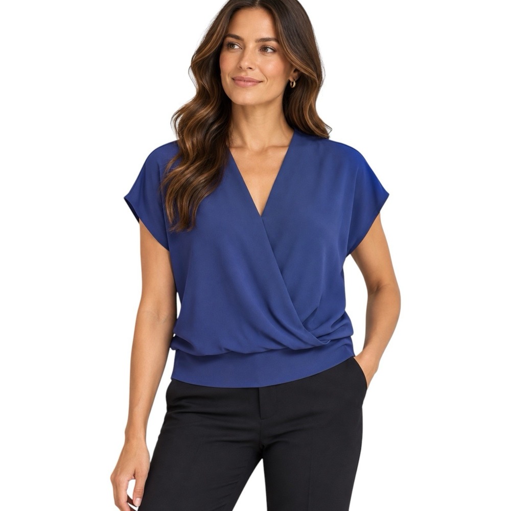 M.M.LaFleur Antonia Top Eco Soft Wave Blue Crossover V-Neck XL